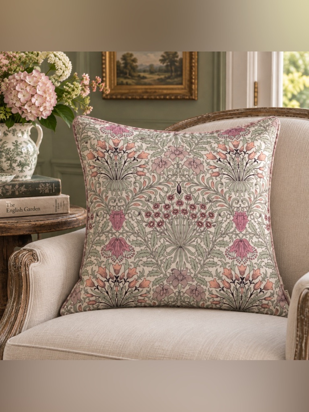 William Morris At Home Floral Pillow Cover 20x20 Reversible English Cottage